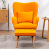 Upholstered Velvet Armchair Button Back Padded Chair with Footstool Lounge Sofa