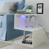 High Gloss 2 Tier Side/Coffee Table With RGBP LED Light Living Room Decor-White