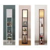 220V Modern Shelf Floor Lamp with 3-Tier Shelves Wooden Hallway Storage UK