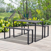Outsunny 3Pcs Outdoor Dining Set Metal Beer Table Bench Patio Garden Yard