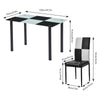 Black White Dining Table and 4 Dining Chairs Set Kitchen Living Room Dining Room