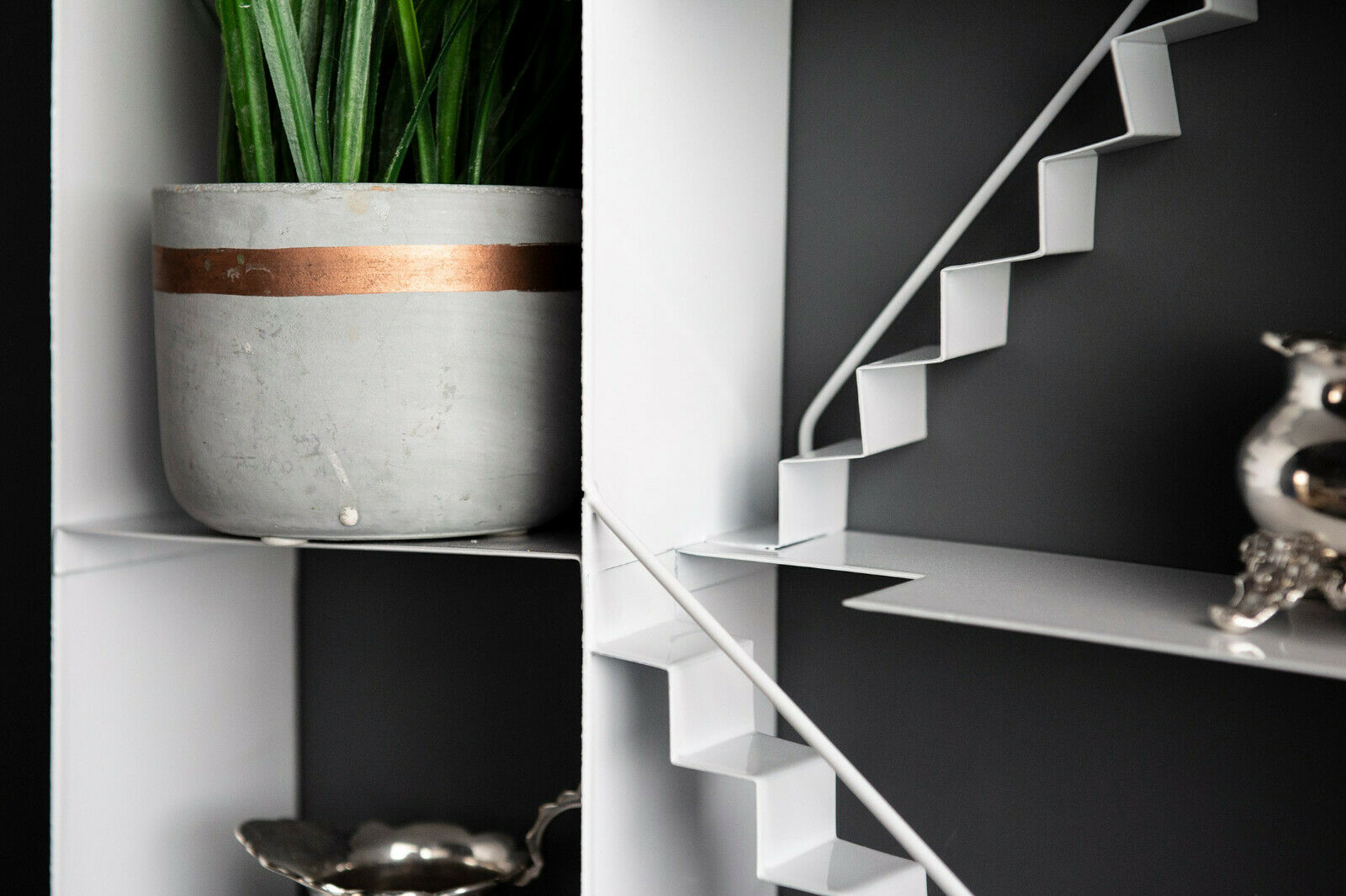 Large White Metal House Shaped Floating Wall Shelf Storage Display Unit Unique