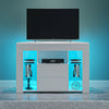 Corner TV Stand Cabinet White High Gloss Door & White Matt Body Unit LED Lights