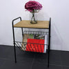 Vintage Retro Wood & Metal Magazine Side Coffee Lamp End Table Rack Display Unit