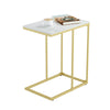 Sofa Side Table Gold With Heavy Mable Top Coffee Tea End Table for Living Room