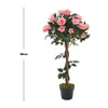 Large Artificial Pink Rose Flower Tree Realistic Fake Plant Home Office Decor