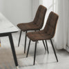 2 Pcs Brown Faux Leather/PU/ Velvet Dining Chairs Lint Chair Padded Dining Room