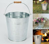 12L Galvanise Heavy Duty Strong Metal Bucket Steel Wooden Handle Buckets Ash Pan