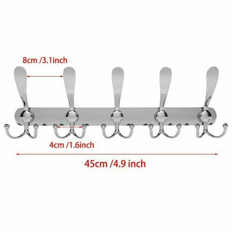 15 Hooks Coat Clothes Door Holder Rack Hook Wall Mounted Hanger Stainless Steel
