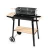 Black Barbecue Steel Charcoal Grill Rectangular BBQ Outdoor Patio Garden Wheels