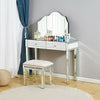 Bedroom 1/2 Drawers Mirrored Glass Dressing Table Cushioned Stool Mirror Set UK