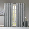 Thermal Grey Silver Shimmer Sparkle Stamped Blackout Eyelet/Ring Top Curtains