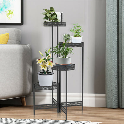 Strong 3/4 Tier Plant Stand Folding Nesting Plant Holder Vintage Garden Patio De