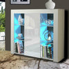 LED Sideboard Door Cabinet Glass Shelf High Gloss Unit White Black