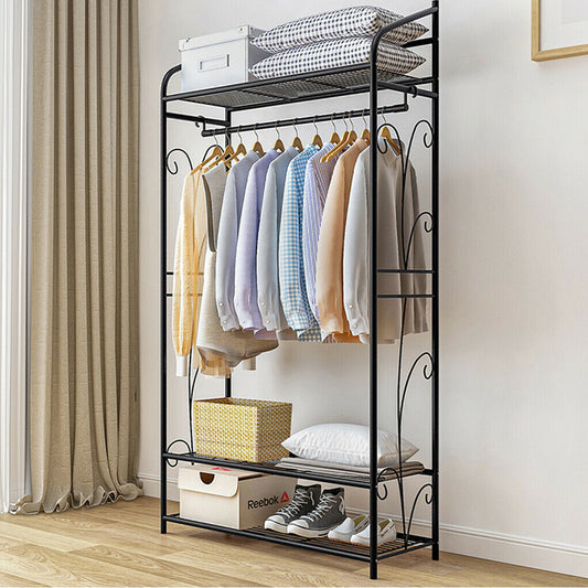 3 Tiers Clothes Rail Rack Garment Dress Hanging Display Stand Shoe Rack Storage