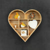 Wooden Heart Shaped Floating Wall Shelf Natural Hanging Display Unit Storage