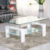 Modern Coffee Table With Lower Shelf storage Glass Chrome Living Room furniture