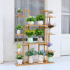 Bamboo 9 Tier 17 Potted Plant Stand Rack Plant Saucers Flower Store Exhibition