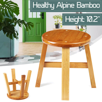 Hommpa Small Round Wooden Stool Standing Three Legged Rustic Shabby Chic Seat