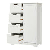 White Bathroom Cabinet Unit 4 Drawer & 1 Door Cupboard Storage Bath Furniture