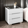 LED Bedside Table Storage Cabinet 3 Drawers Wireless Charging Nightstand Bedroom