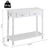 Console Table 2 Drawer Hall Table Wood Storage Shelf White