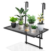 Folding Deck Table Outdoor Iron Hanging Railing Table Adjustable Flower Stand