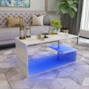 High Gloss RGB LED Lights Coffee Table Storage Side Table White Unit Living Room