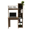 Oak and Grey Computer Laptop Desk Table Workstation 5 Shelves Home Office
