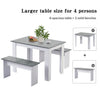 3Pcs Marble Look Dining Table and Chairs Set 2 Benches Kitchen Furniture HT