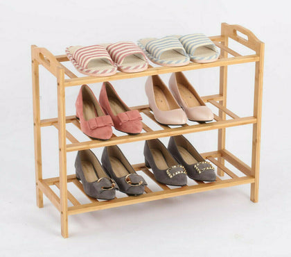 3 Tier Bamboo Shoe Rack 3 Tier Bamboo Stand Shoe Organiser Storage Shelf Unit