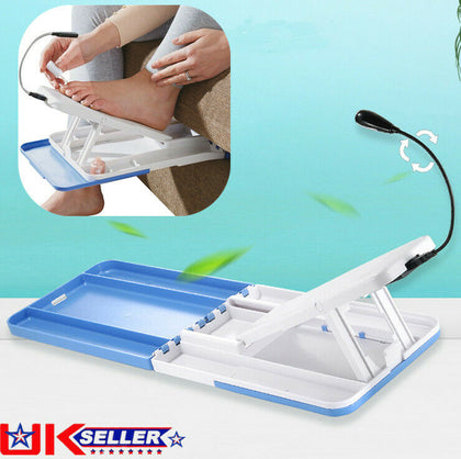 Foldable Pedicure Foot Rest Stand with LED Light for DIY Manicure Support Board