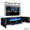 High Gloss 200cm Black TV Stand Cabinet Unit Living Room Furniture with RGB LED