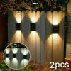 2PCS Super Bright LED Solar Powered Wall Lights Door Fence Outdoor Garden Lamp
