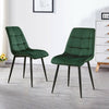 Set of 2 Blue Grey Velvet Dining Chairs Dinning Kitchen Room Metal Leg Padded
