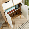 Sideboard Oak White Storage Cabinet 2 Door 2 Drawer Cupboard Solid Wood Legs