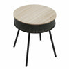 Small Industrial Side Table with Storage Black Round Bedside Coffee Tea Snack