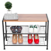 3 Tier Wood Shoe Bench Rack Storage Shelf Shoes Display Cabinet Seat Metal