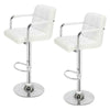 2 × Bar Stools Leather Chair Breakfast Chairs Swivel Gas Lift Kitchen Cushioned