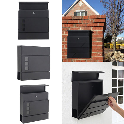 Wall Mounted Mailbox Letter Box Outdoor Porch Lockable Post Letter Box With Keys