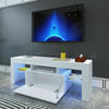 130cm Modern TV Unit Cabinet Stand High Gloss Door and Matt Body LED Light White
