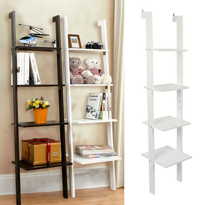 4 Tier Modern Ladder Shelf Plant Flower Pot Storage Shelf CD Book Wooden Rack UK