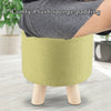 Fabric Ottoman Wooden Footstool Foot Stool Rest Pouffe Seat Cotton Linen Green