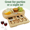 Bamboo Cheese Cutting Board Set Wooden w/4 Knives Charcuterie Meat Serving Tray