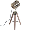 Vintage Tripod Table Desk Lamp Bedside Light Spotlight Copper Finish Wooden Base