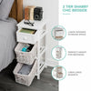 Shabby Chic Bedside Unit Tables Drawers Cabinet + Wicker Storage Wooden Bedroom