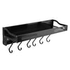 Metal Kitchen Organiser Hanging Shelf Pots Spices Rack Storage Holder w/ 6 Hooks