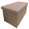 Large Ottoman Foldable Storage Box Linen Suede Foot Stool Seat Furniture Beige