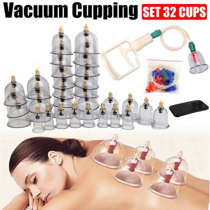 32 Cups Vacuum Cupping Massage Set Medical Therapy Diet Body Health Acupuncture