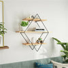 3 Tier Floating Shelves Metal Wood Wall Shelf Hanging Decor Storage Display Rack